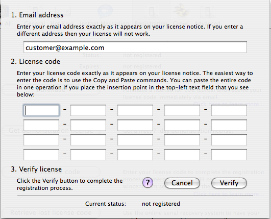 Preparing to enter license code