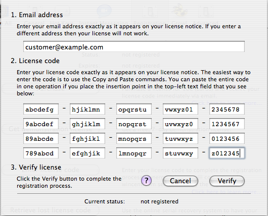 Preparing to enter license code